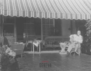 Man sitting outside on a deck