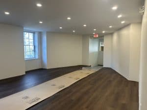 New LVT flooring in the Brennan Gallery at the Geneva History Museum