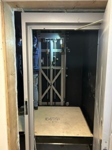 Elevator being installed at the Geneva History Museum