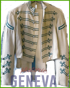 white uniform jacket green trim from the Appleknocker