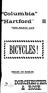 Dorchester & Rose newspaper ad for bicycles