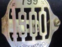 Number 799 side path tag from Saratoga County, New York. Dates to 1900.