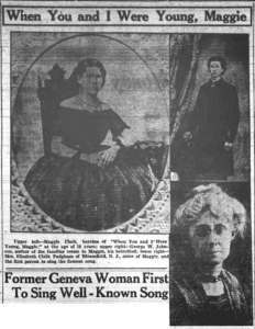 Images of Maggie and Elizabeth Clark, and George Johnson from the newspaper