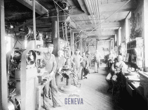 Employees inside the Fay and Bowen Factory