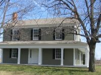 Front of Johnston House (green two story house)