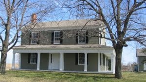 Front of Johnston House (green two story house)