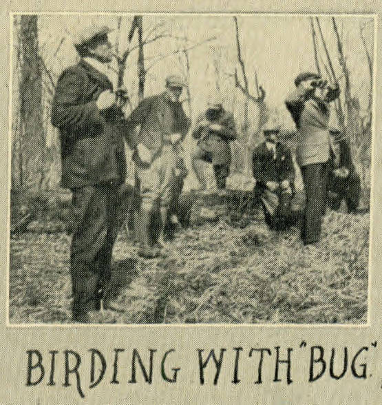 Newspaper clipping of Elong Eaton in the words with other bird watchers.