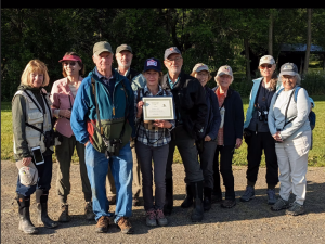 2024 Elon H Eaton Award receiptent with members of the Eaton Bird SOciety